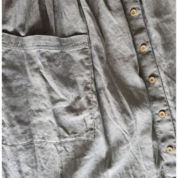 Eddie Bauer 100% Linen Button Front Maxi Dress Sz XSP Vintage Cottagecore Sage - Picture 6 of 16